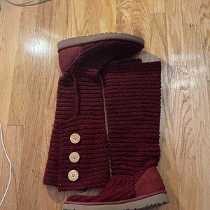 Burgundy Womens Tall Wool Uggs